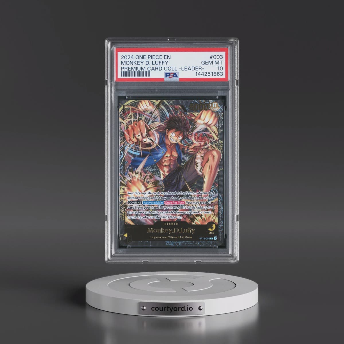 2024 One Piece Premium Card Collection -Leader Collection #003 Monkey D. Luffy (PSA 10 GEM MINT)
