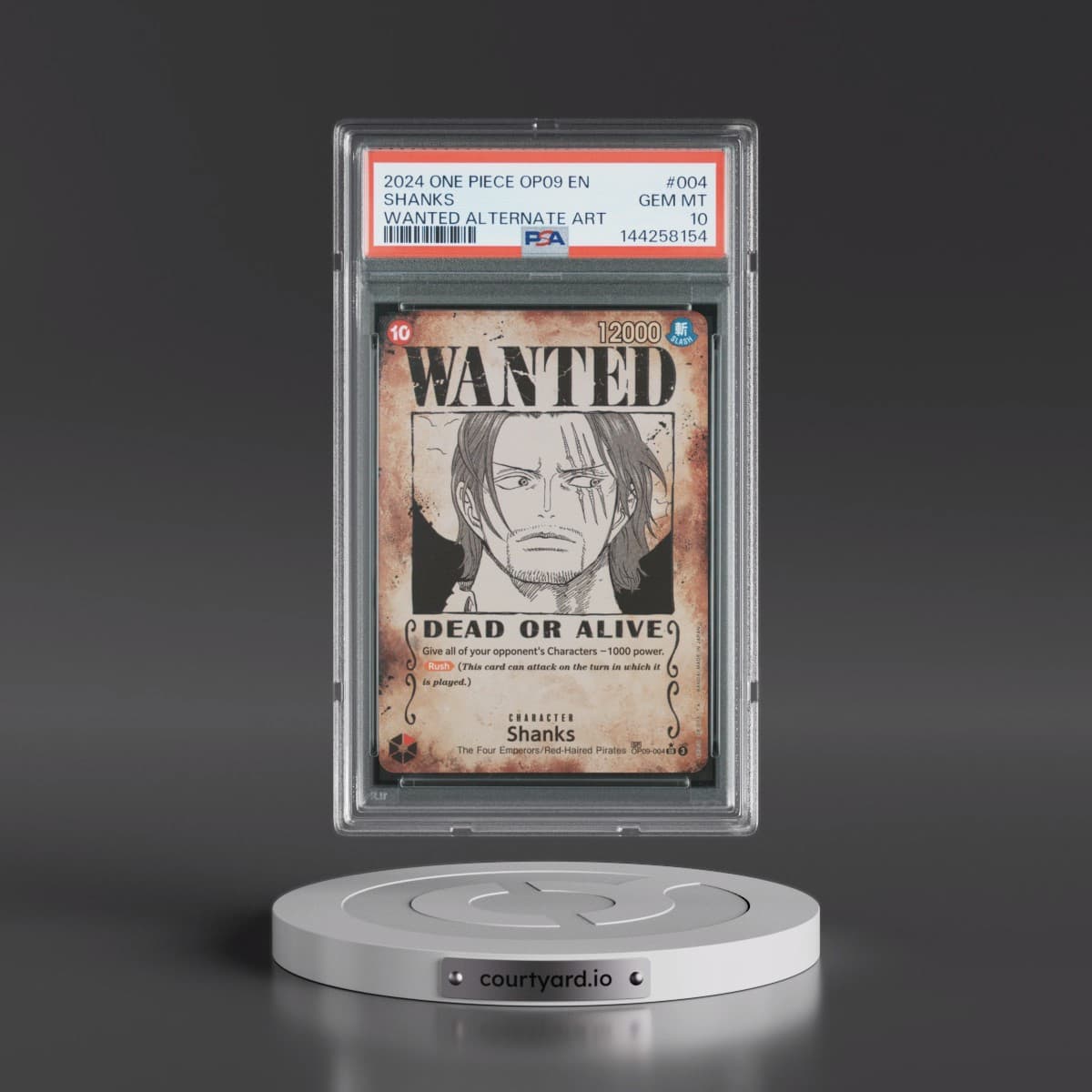 2024 One Piece OP09-Emperors in the New World #004 Shanks - Wanted Alternate Art (PSA 10 GEM MINT)