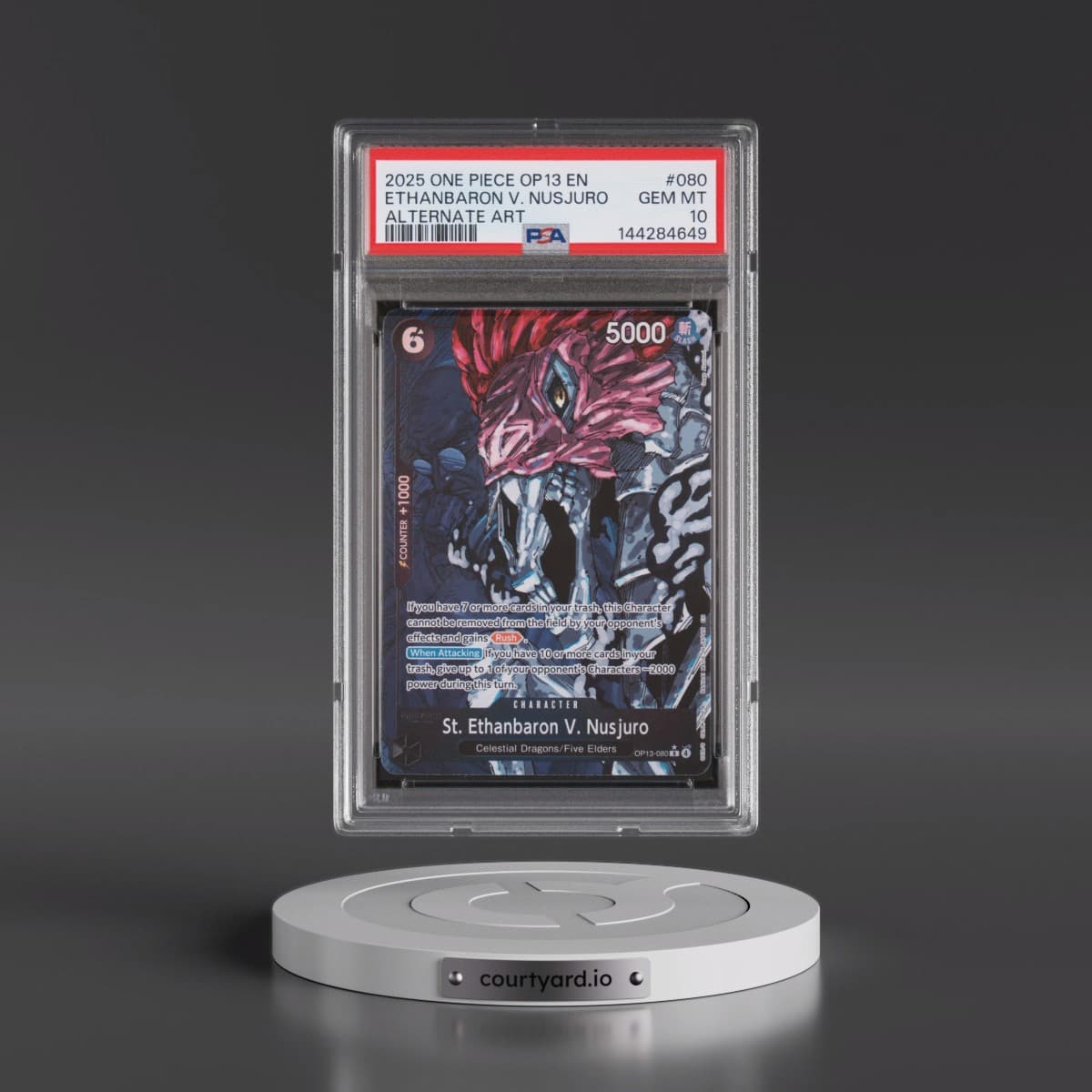 2025 One Piece OP13-Carrying on His Will #080 St. Ethanbaron V. Nusjuro - Alternate Art (PSA 10 GEM MINT)