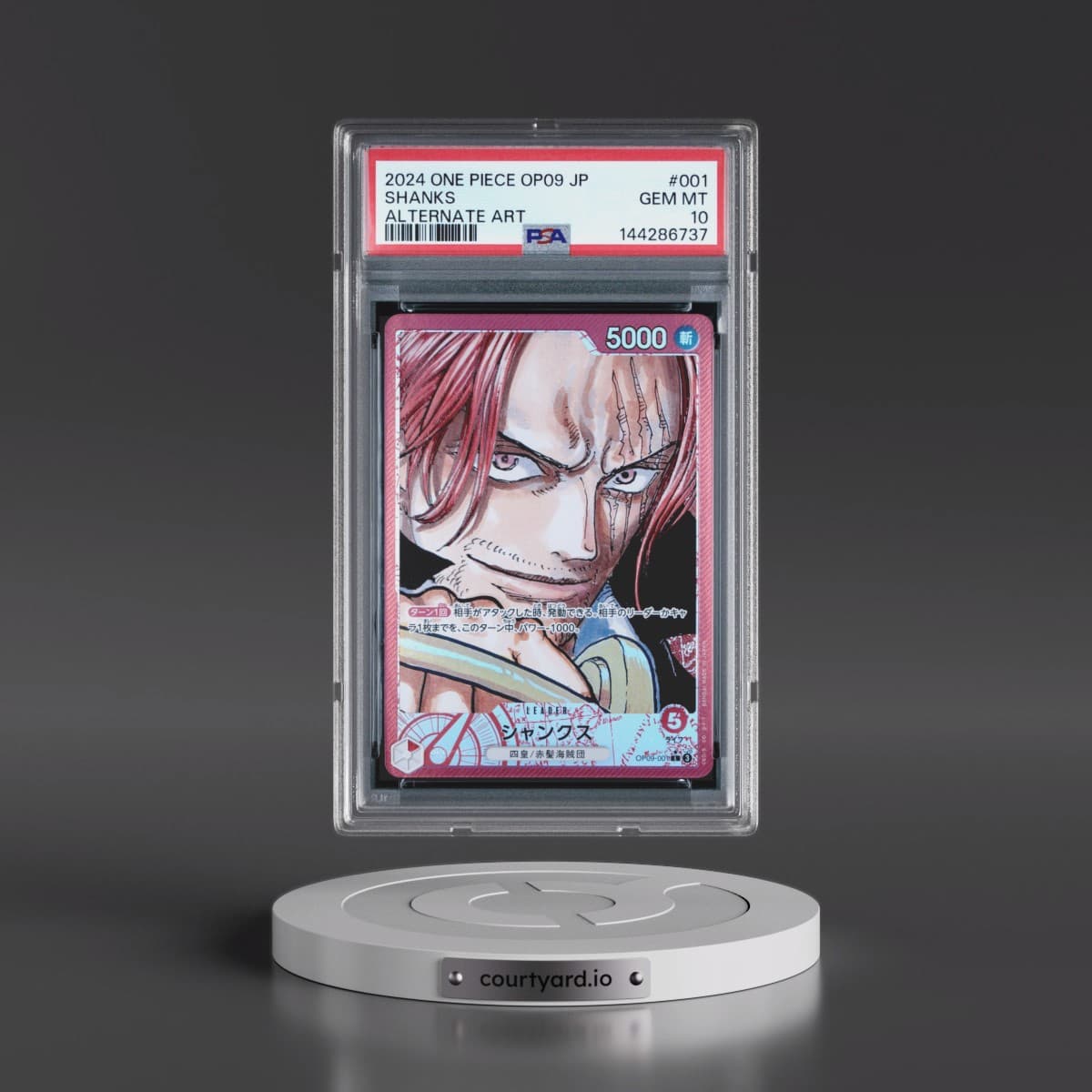 2024 One Piece Japanese OP09-Emperors in the New World #001 Shanks - Alternate Art (PSA 10 GEM MINT)