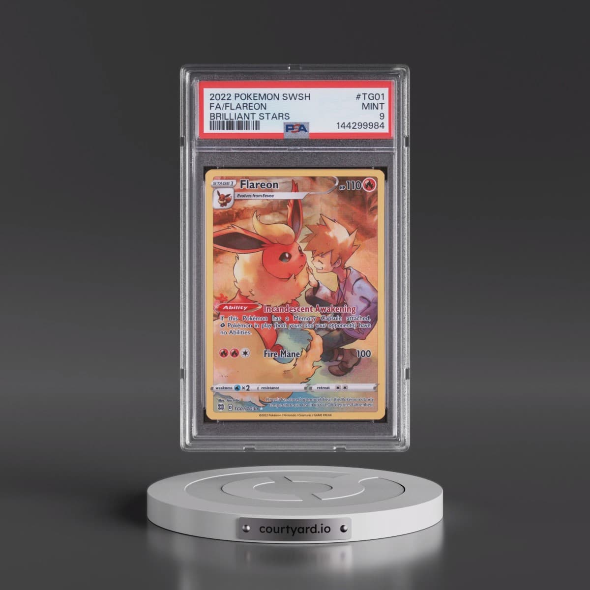 2022 Pokémon Sword & Shield Brilliant Stars #TG01 Flareon - Full Art (PSA 9 MINT)