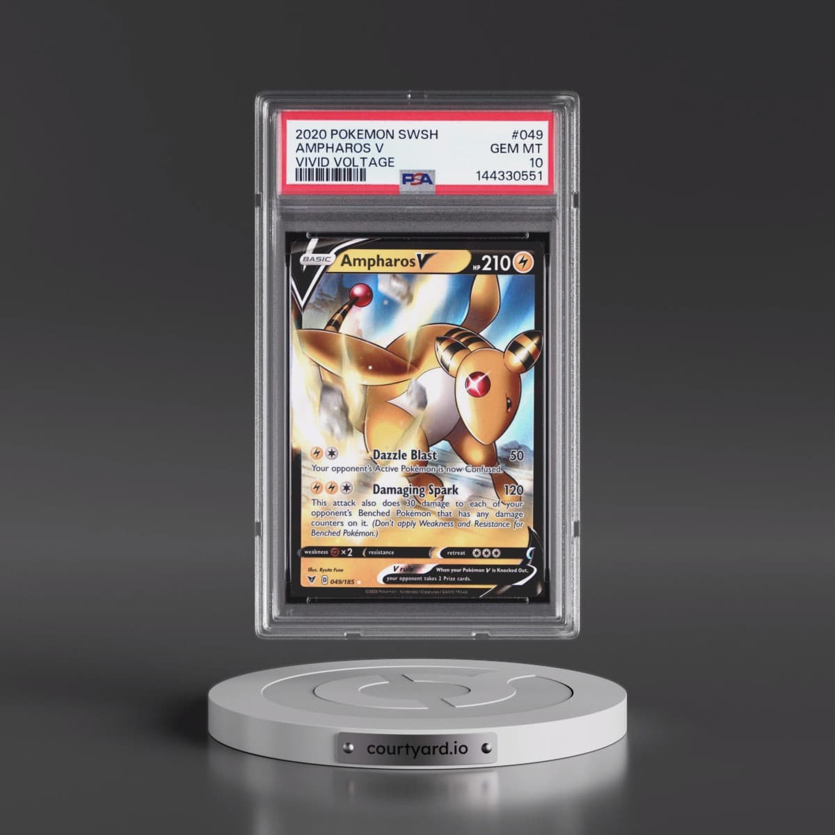 2020 Pokémon Sword & Shield Vivid Voltage #049 Ampharos V - Holo (PSA 10 GEM MINT)