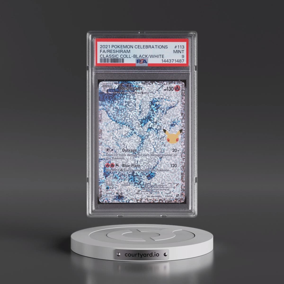 2021 Pokémon Celebrations Classic Collection #113 Reshiram - Full Art (PSA 9 MINT)