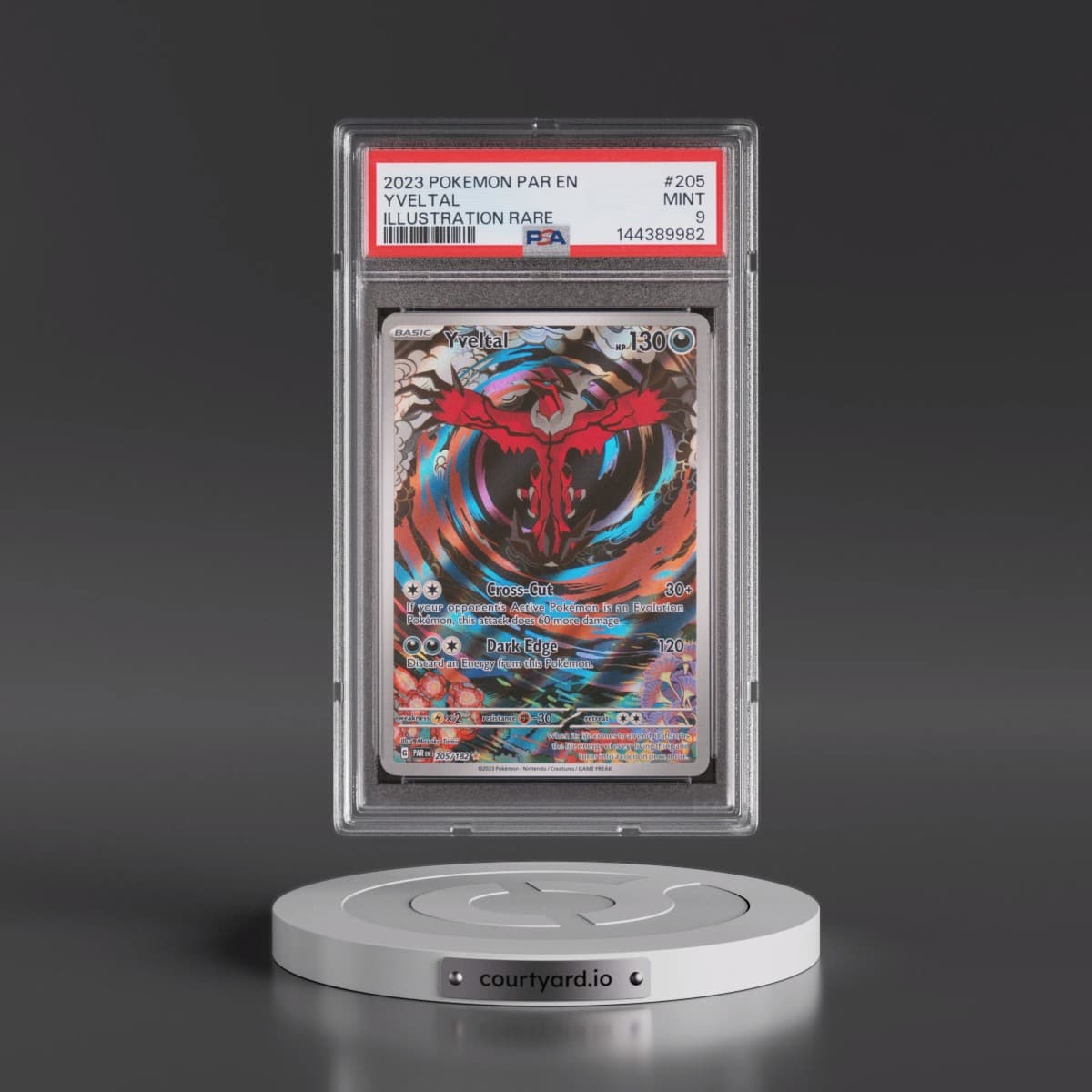 2023 Pokémon Par EN-Paradox Rift #205 Yveltal - Illustration Rare (PSA 9 MINT)