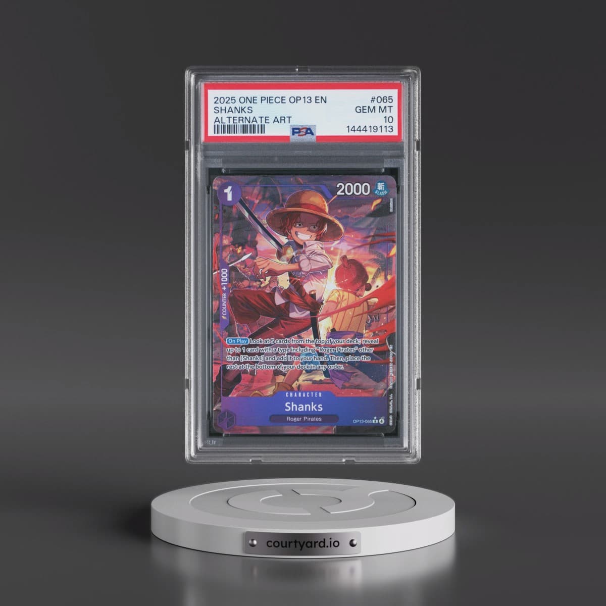2025 One Piece OP13-Carrying on His Will #065 Shanks - Alternate Art (PSA 10 GEM MINT)
