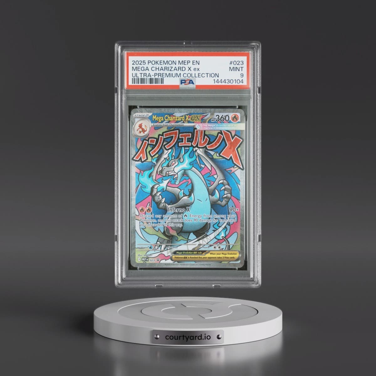 2025 Pokémon Mep EN-Me Black Star Promo #023 Mega Charizard X EX - Holo Mega Charizard X EX Ultra-Premium Collection (PSA 9 MINT)