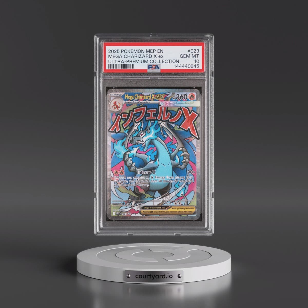 2025 Pokémon Mep EN-Me Black Star Promo #023 Mega Charizard X EX - Holo Mega Charizard X EX Ultra-Premium Collection (PSA 10 GEM MINT)