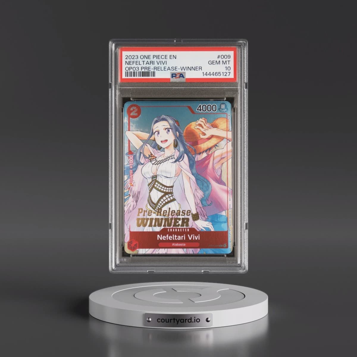 2023 One Piece Promos #009 Nefeltari Vivi - Pillars of Strength Pre-Release-Winner (PSA 10 GEM MINT)
