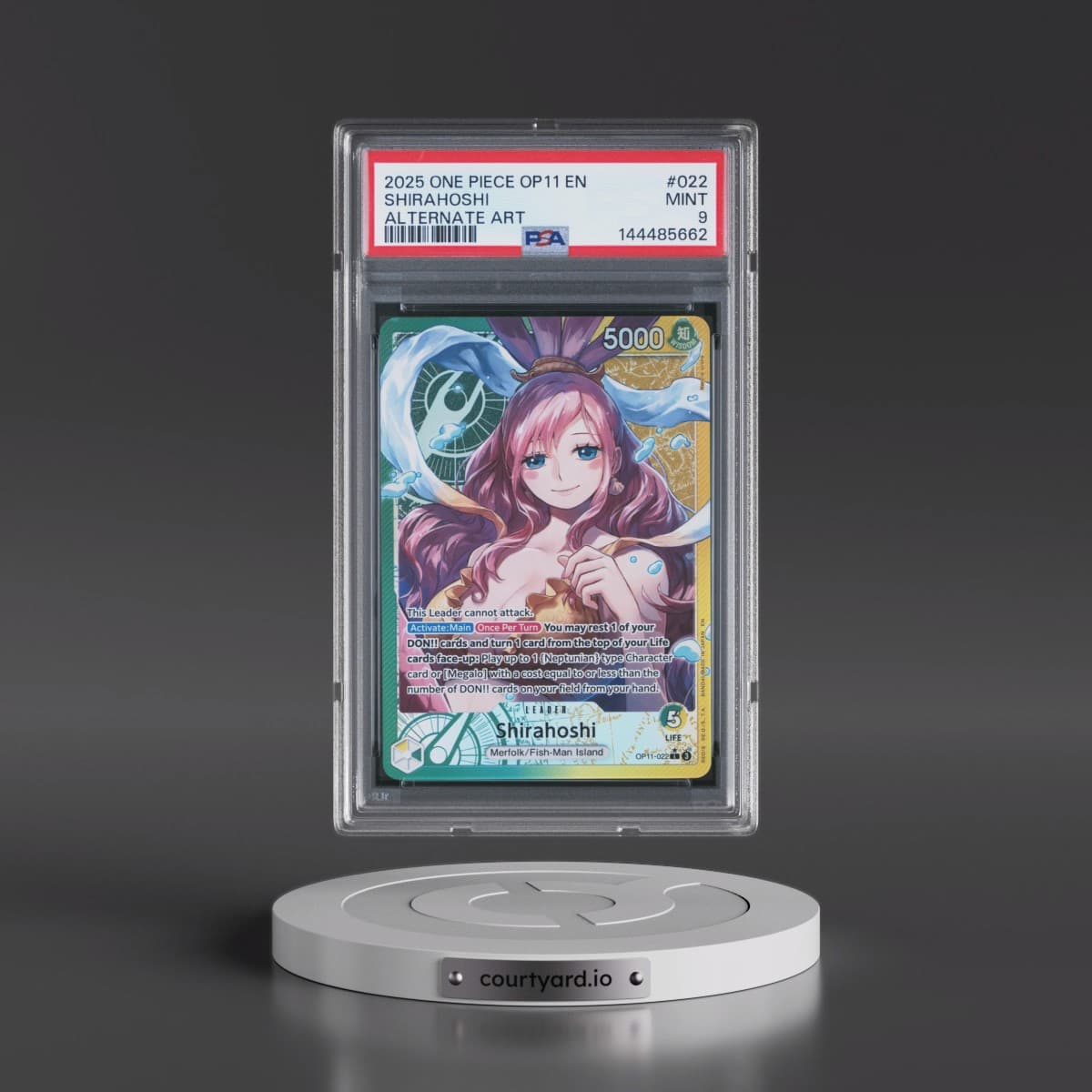 2025 One Piece OP11-A Fist of Divine Speed #022 Shirahoshi - Alternate Art (PSA 9 MINT)