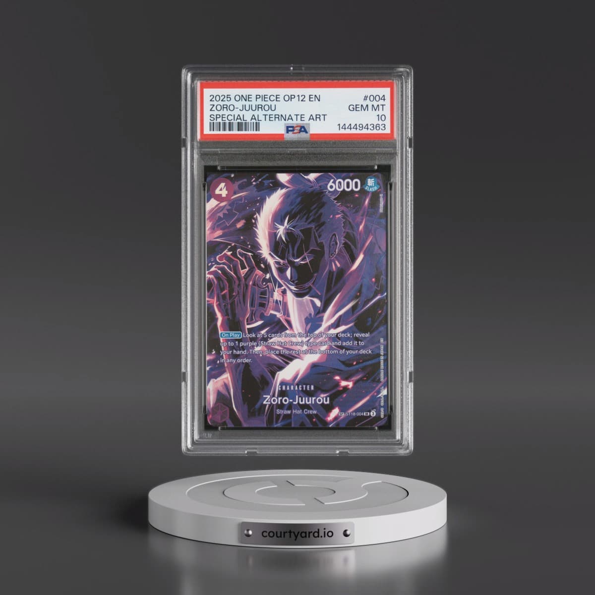2025 One Piece OP12-Legacy of the Master #004 Zoro-Juurou - Special Alternate Art (PSA 10 GEM MINT)