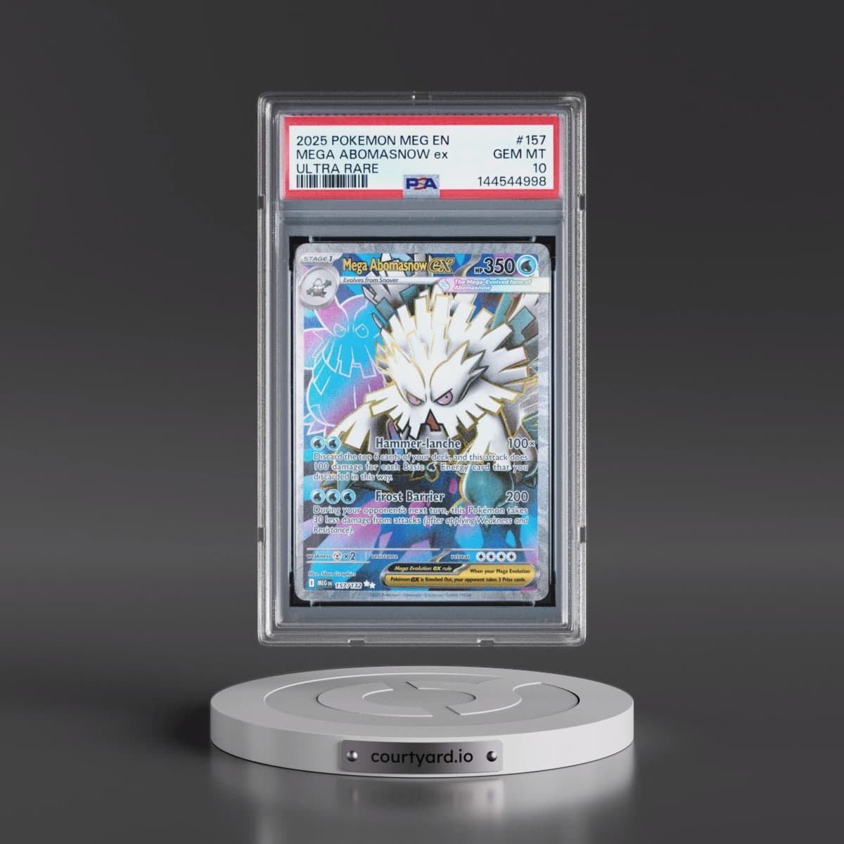 2025 Pokémon Meg EN-Mega Evolution #157 Mega Abomasnow EX - Holo Ultra Rare (PSA 10 GEM MINT)