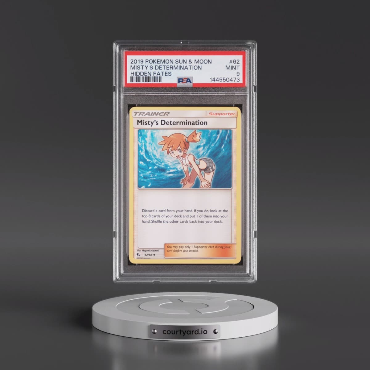 2019 Pokémon Sun & Moon Hidden Fates #62 Misty's Determination (PSA 9 MINT)