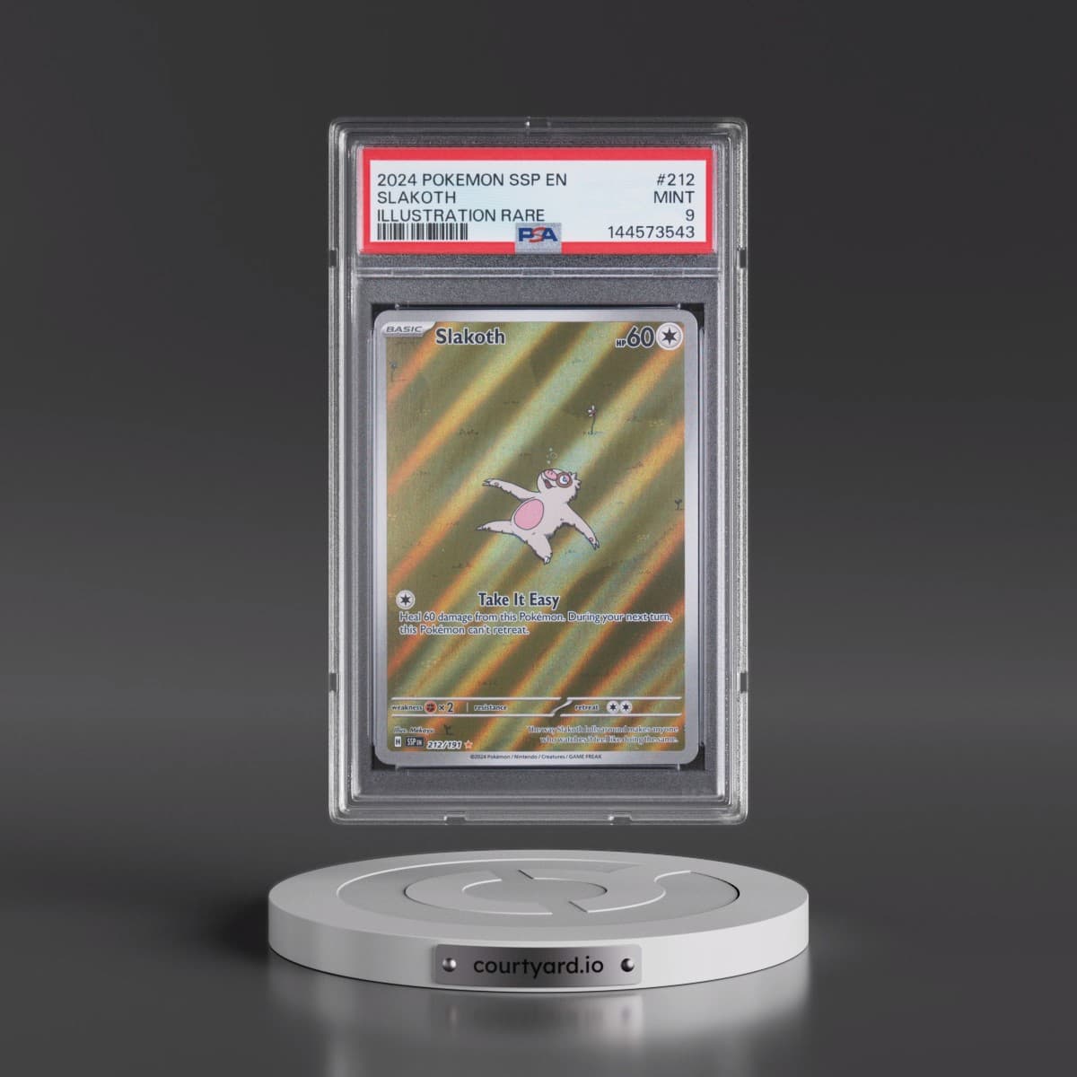 2024 Pokémon Ssp EN-Surging Sparks #212 Slakoth - Illustration Rare (PSA 9 MINT)