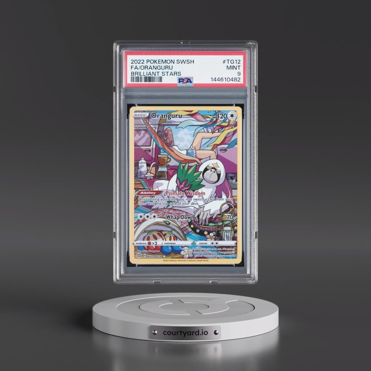 2022 Pokémon Sword & Shield Brilliant Stars #TG12 Oranguru - Full Art (PSA 9 MINT)