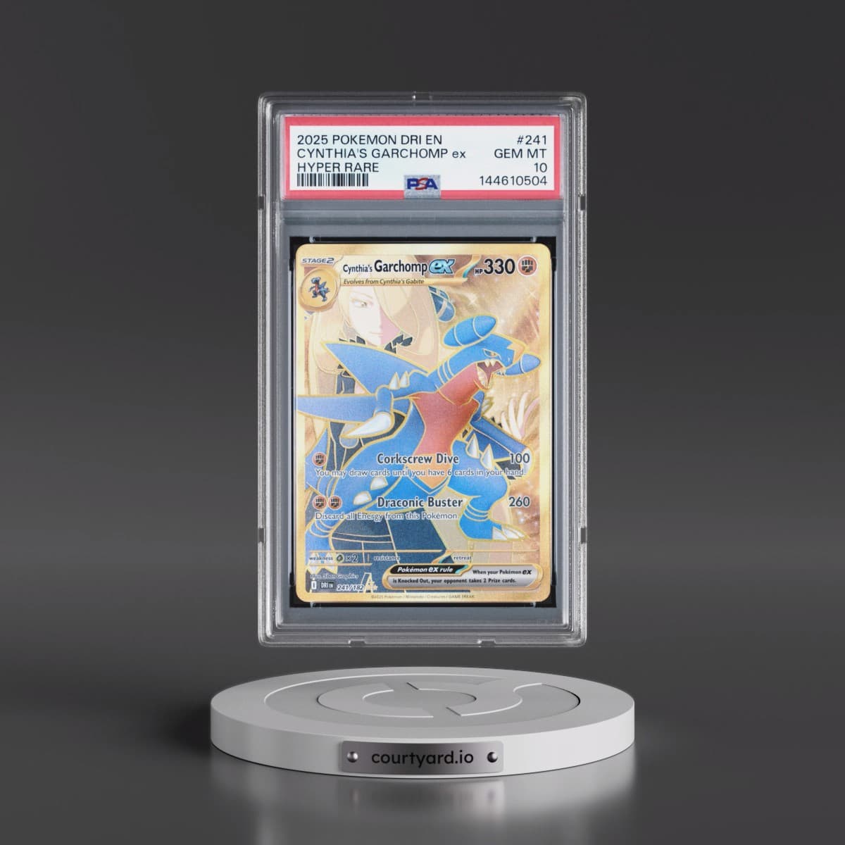 2025 Pokémon Dri EN-Destined Rivals #241 Cynthia's Garchomp EX - Holo Hyper Rare (PSA 10 GEM MINT)