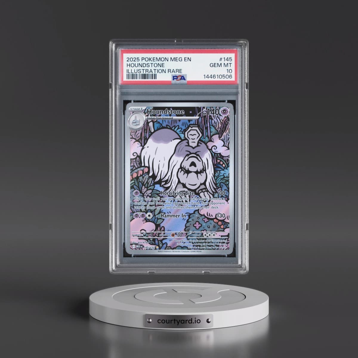 2025 Pokémon Meg EN-Mega Evolution #145 Houndstone - Illustration Rare (PSA 10 GEM MINT)