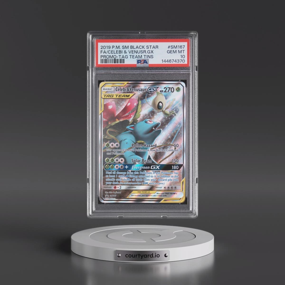 2019 Pokémon SM Black Star Promo #SM167 Celebi & Venusaur GX - Holo Full Art Tag Team Tins (PSA 10 GEM MINT)