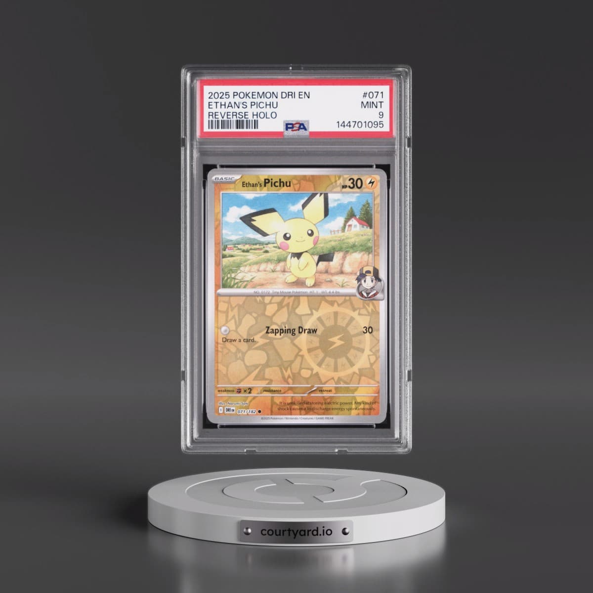 2025 Pokémon Dri EN-Destined Rivals #071 Ethan's Pichu - Reverse Holo (PSA 9 MINT)