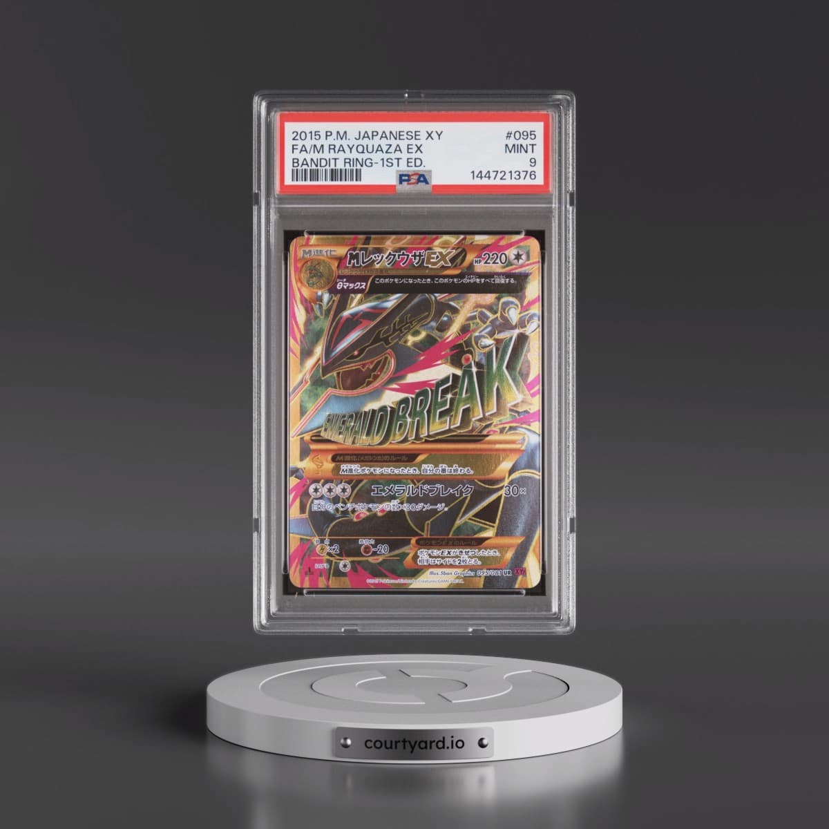 2015 Pokémon XY Bandit Ring #095 M Rayquaza EX - 1st Edition Holo Full Art (PSA 9 MINT)