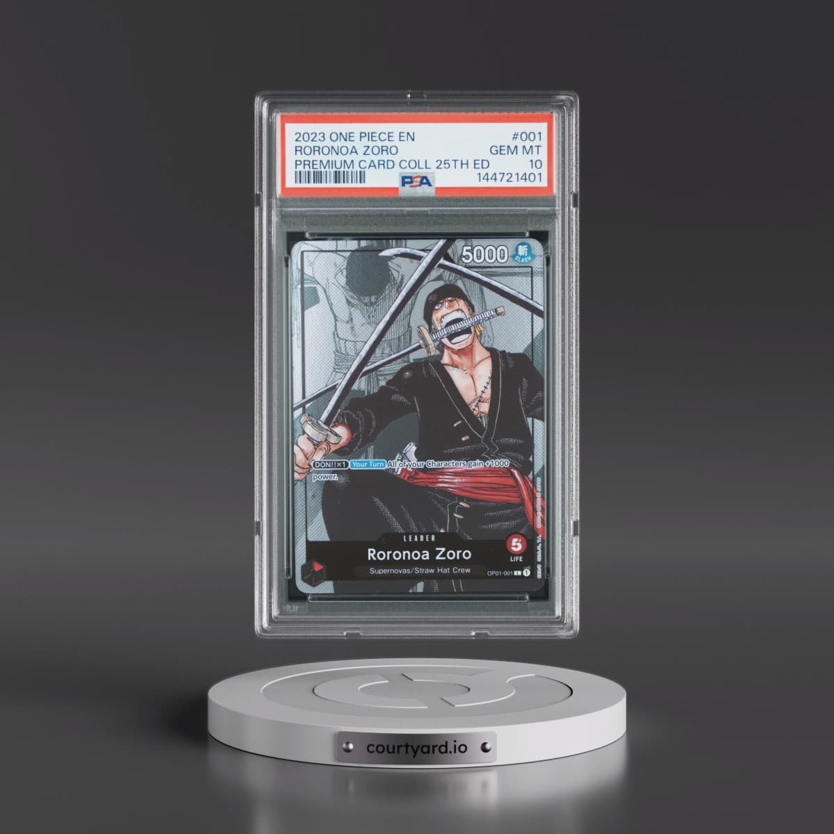 2023 One Piece Premium Bandai Premium Card Collection 25th Edition #001 Roronoa Zoro (PSA 10 GEM MINT)