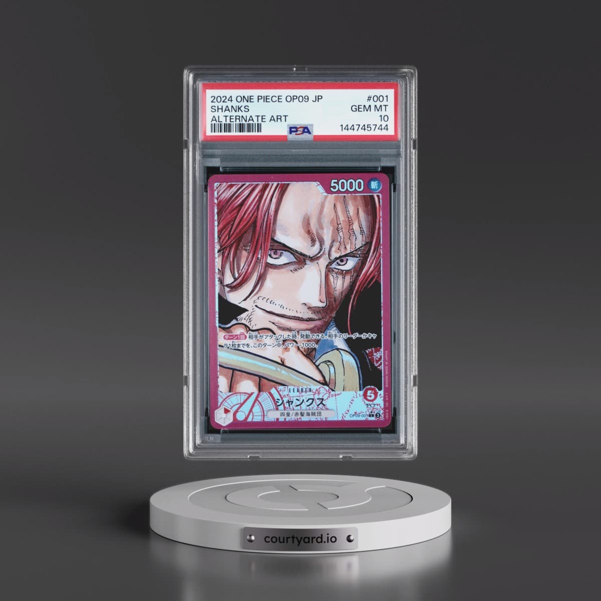 2024 One Piece Japanese OP09-Emperors in the New World #001 Shanks - Alternate Art (PSA 10 GEM MINT)