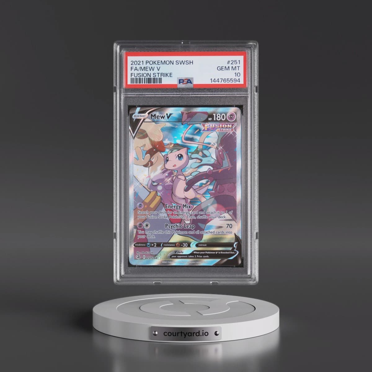 2021 Pokémon Sword & Shield Fusion Strike #251 Mew V - Holo Full Art (PSA 10 GEM MINT)