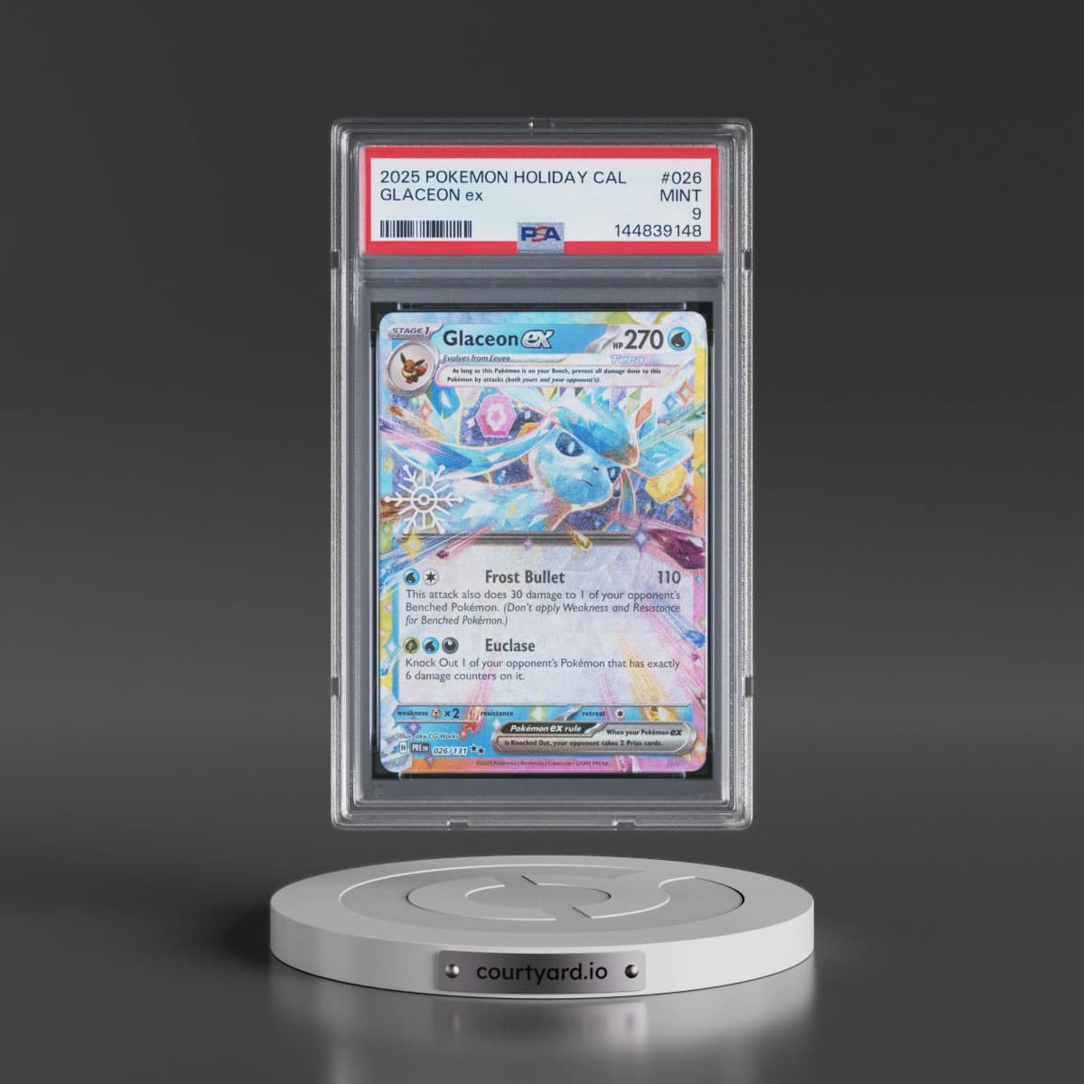 2025 Pokémon Holiday Calendar #026 Glaceon EX - Holo (PSA 9 MINT)