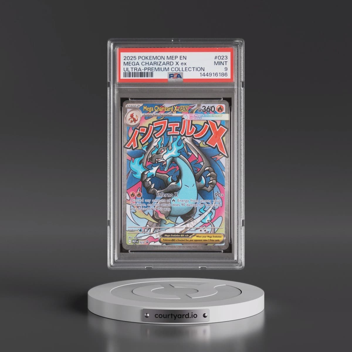 2025 Pokémon Mep EN-Me Black Star Promo #023 Mega Charizard X EX - Holo Mega Charizard X EX Ultra-Premium Collection (PSA 9 MINT)