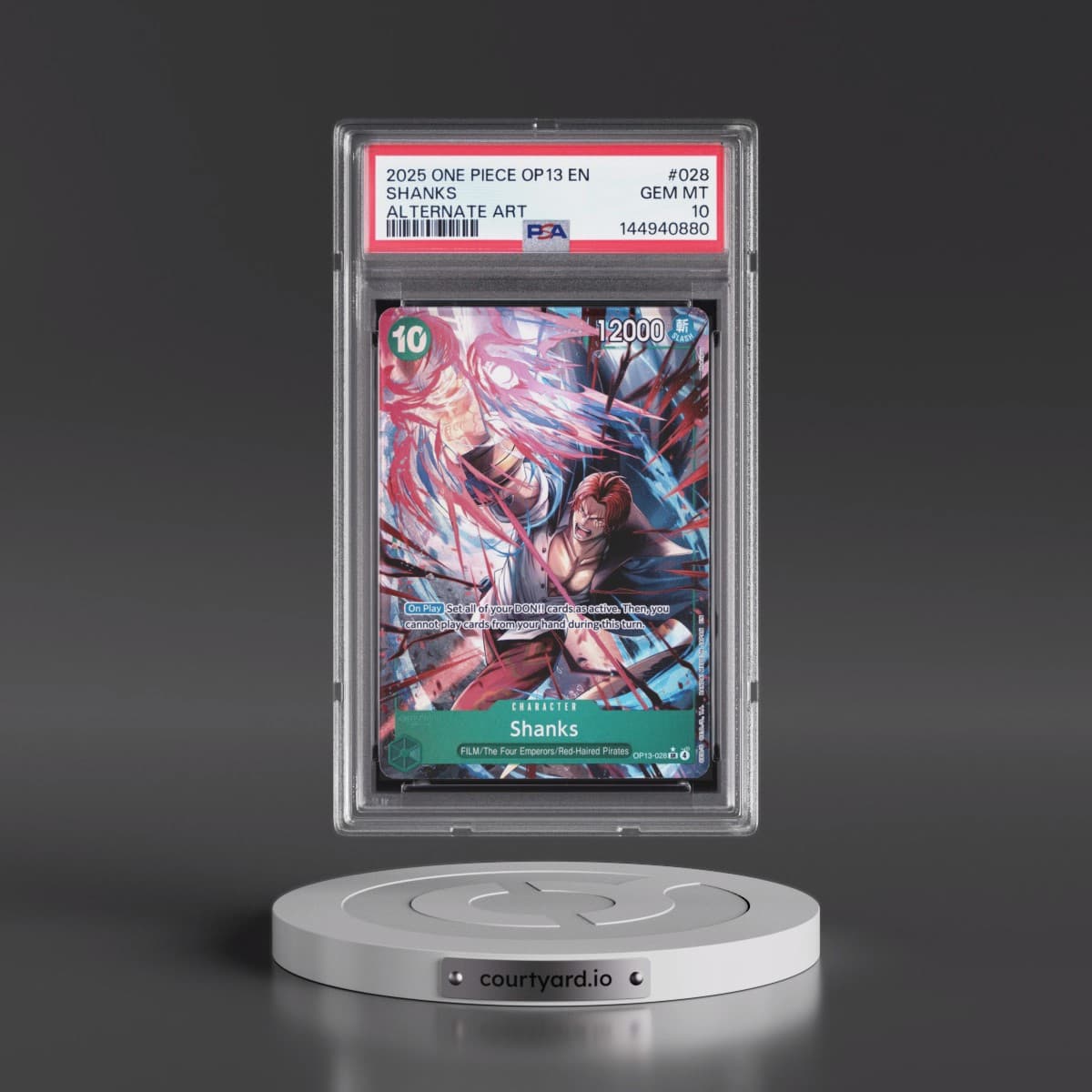 2025 One Piece OP13-Carrying on His Will #028 Shanks - Alternate Art (PSA 10 GEM MINT)