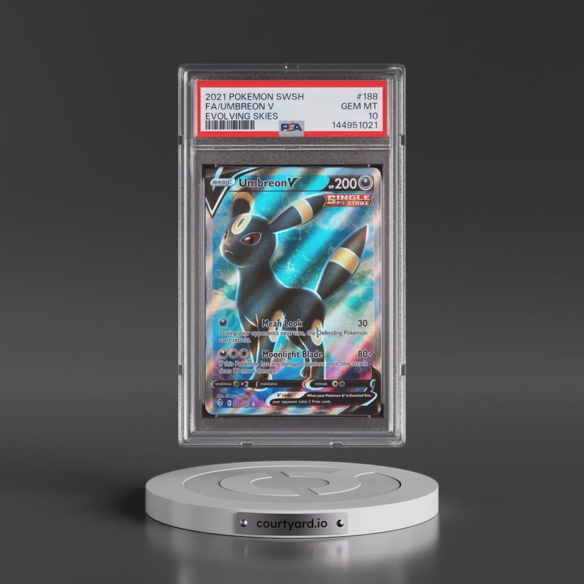 2021 Pokémon Sword & Shield Evolving Skies #188 Umbreon V - Holo Full Art (PSA 10 GEM MINT)