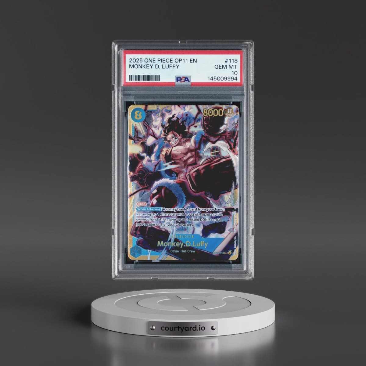 2025 One Piece OP11-A Fist of Divine Speed #118 Monkey D. Luffy (PSA 10 GEM MINT)