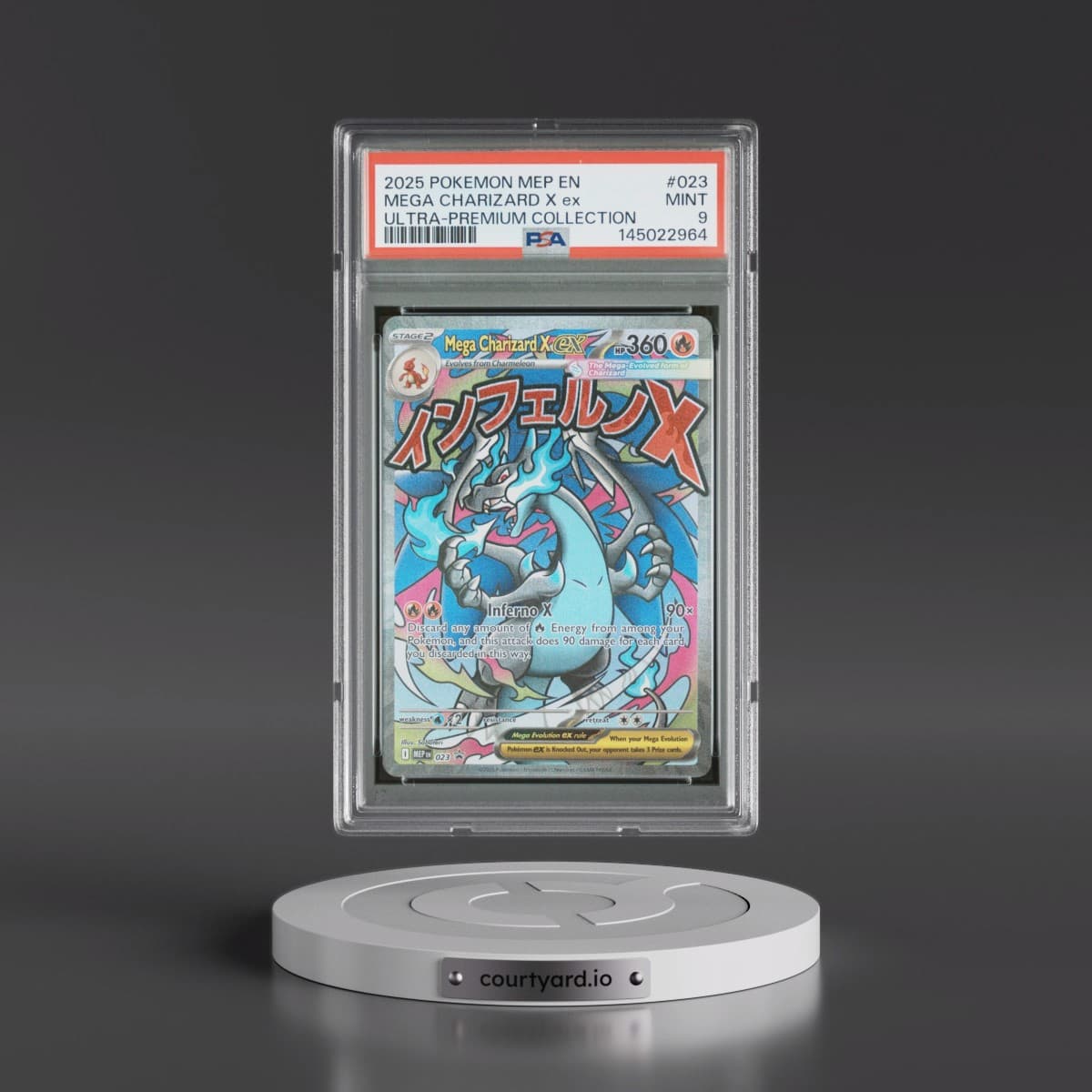 2025 Pokémon Mep EN-Me Black Star Promo #023 Mega Charizard X EX - Holo Mega Charizard X EX Ultra-Premium Collection (PSA 9 MINT)