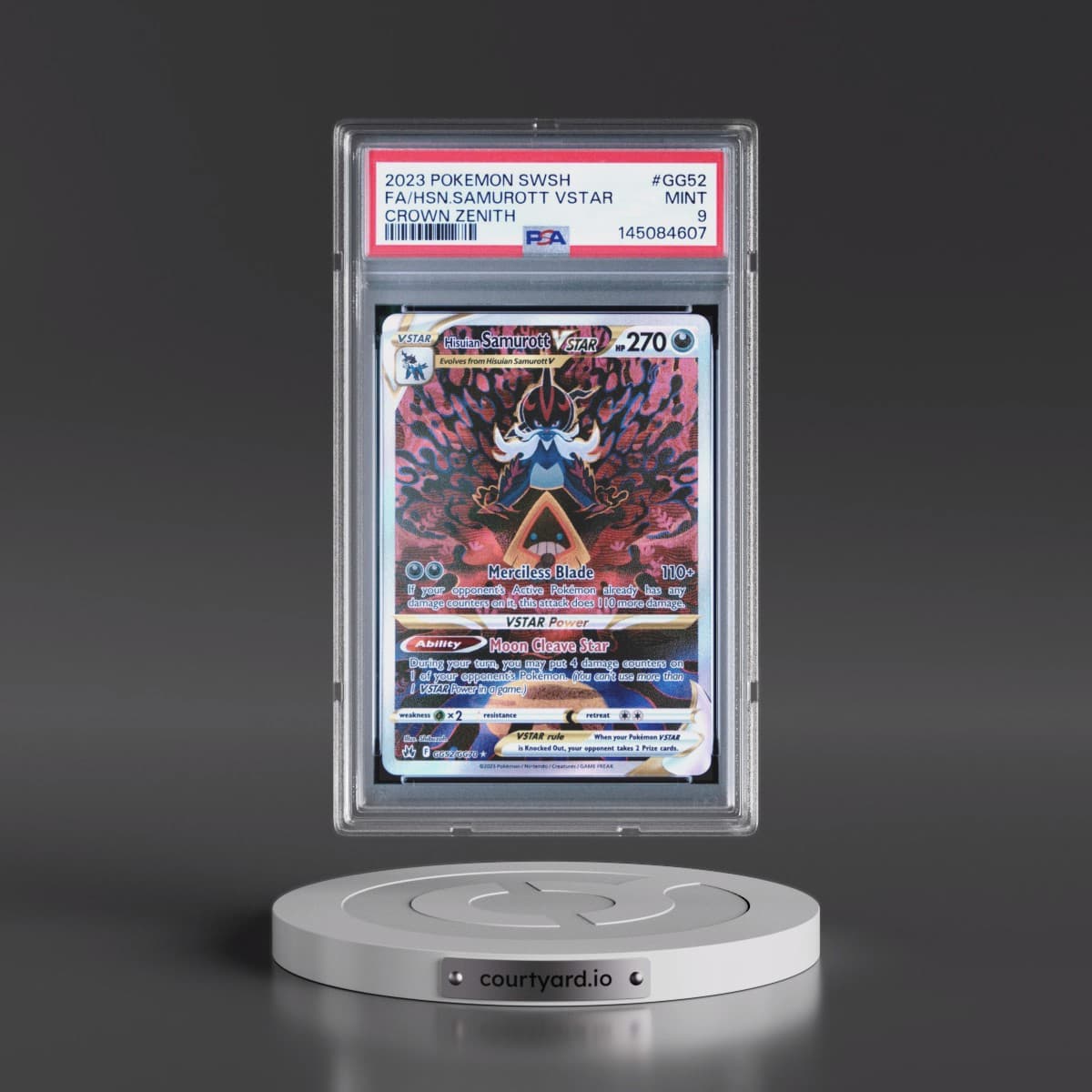 2023 Pokémon Sword and Shield Crown Zenith #GG52 Hisuian Samurott Vstar - Full Art (PSA 9 MINT)