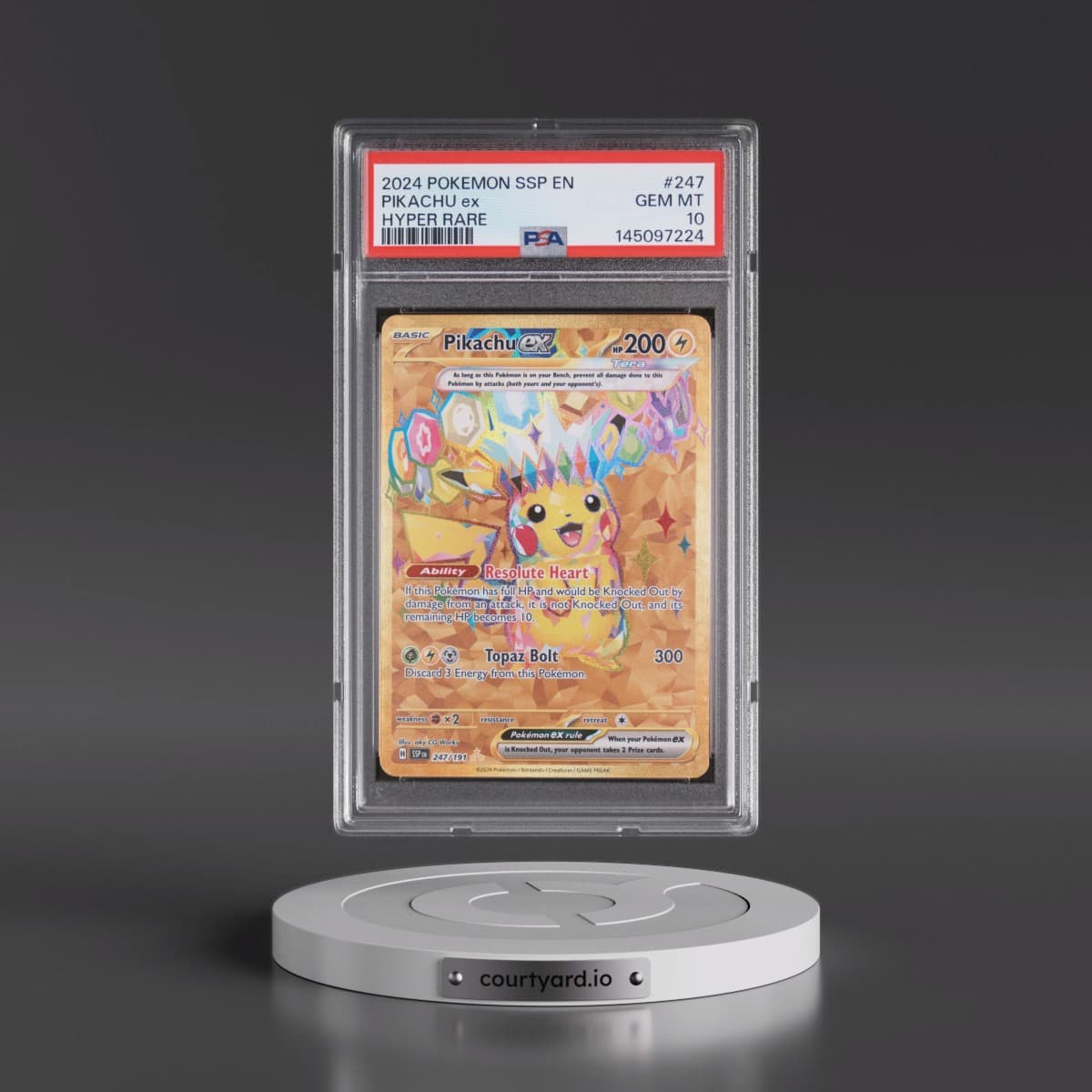 2024 Pokémon Ssp EN-Surging Sparks #247 Pikachu EX - Holo Hyper Rare (PSA 10 GEM MINT)
