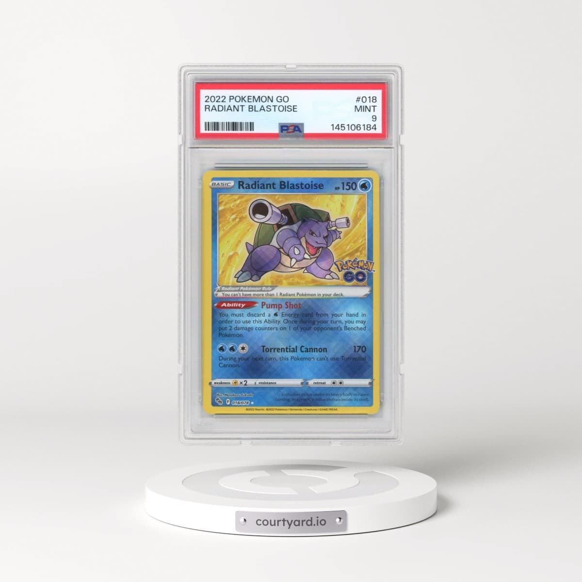 2022 Pokémon Go #018 Radiant Blastoise - Holo (PSA 9 MINT)