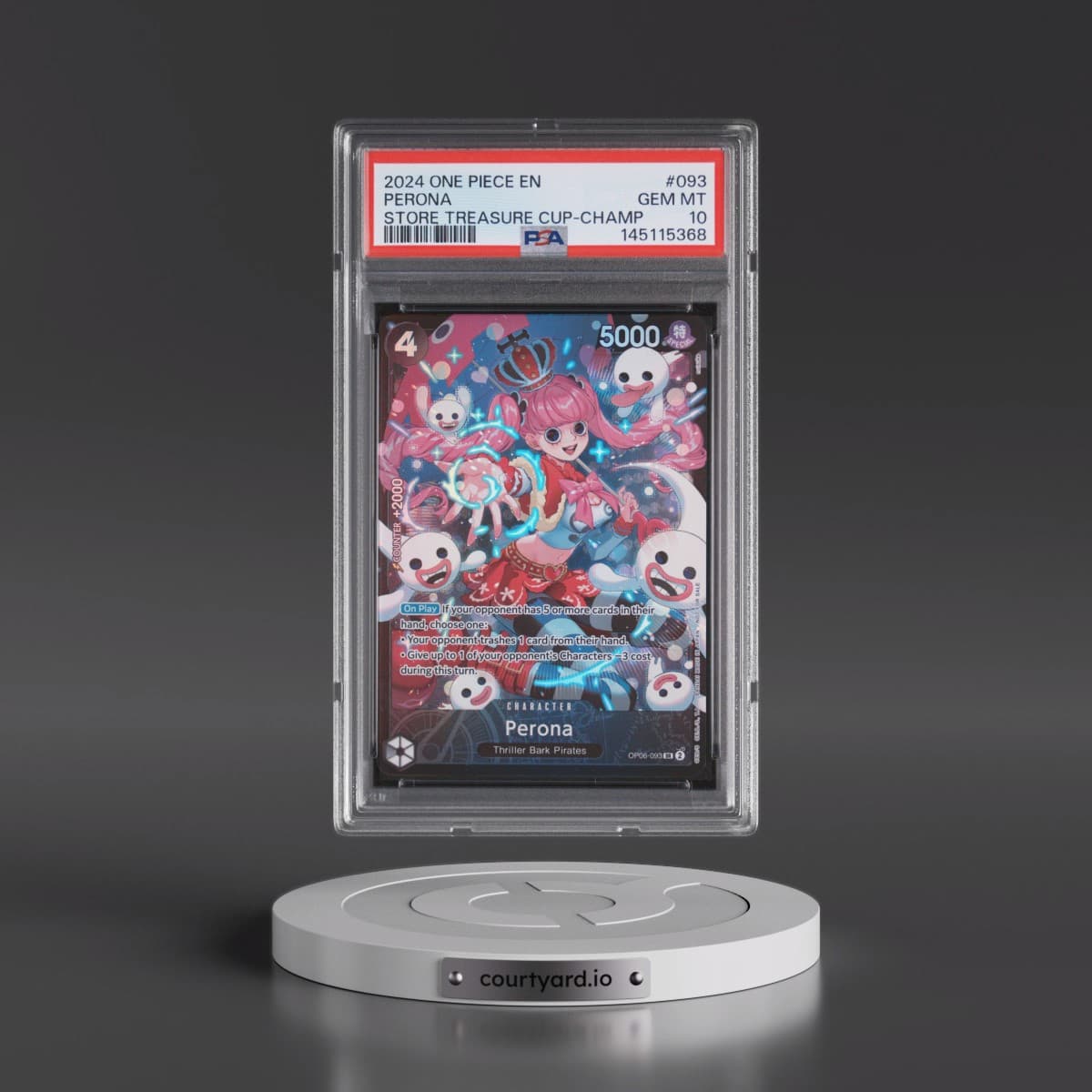 2024 One Piece Promos #093 Perona - Store Treasure Cup-Champion (PSA 10 GEM MINT)