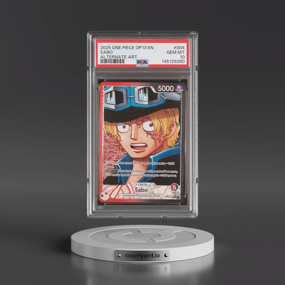 2025 One Piece OP13-Carrying on His Will #004 Sabo - Alternate Art (PSA 10 GEM MINT)