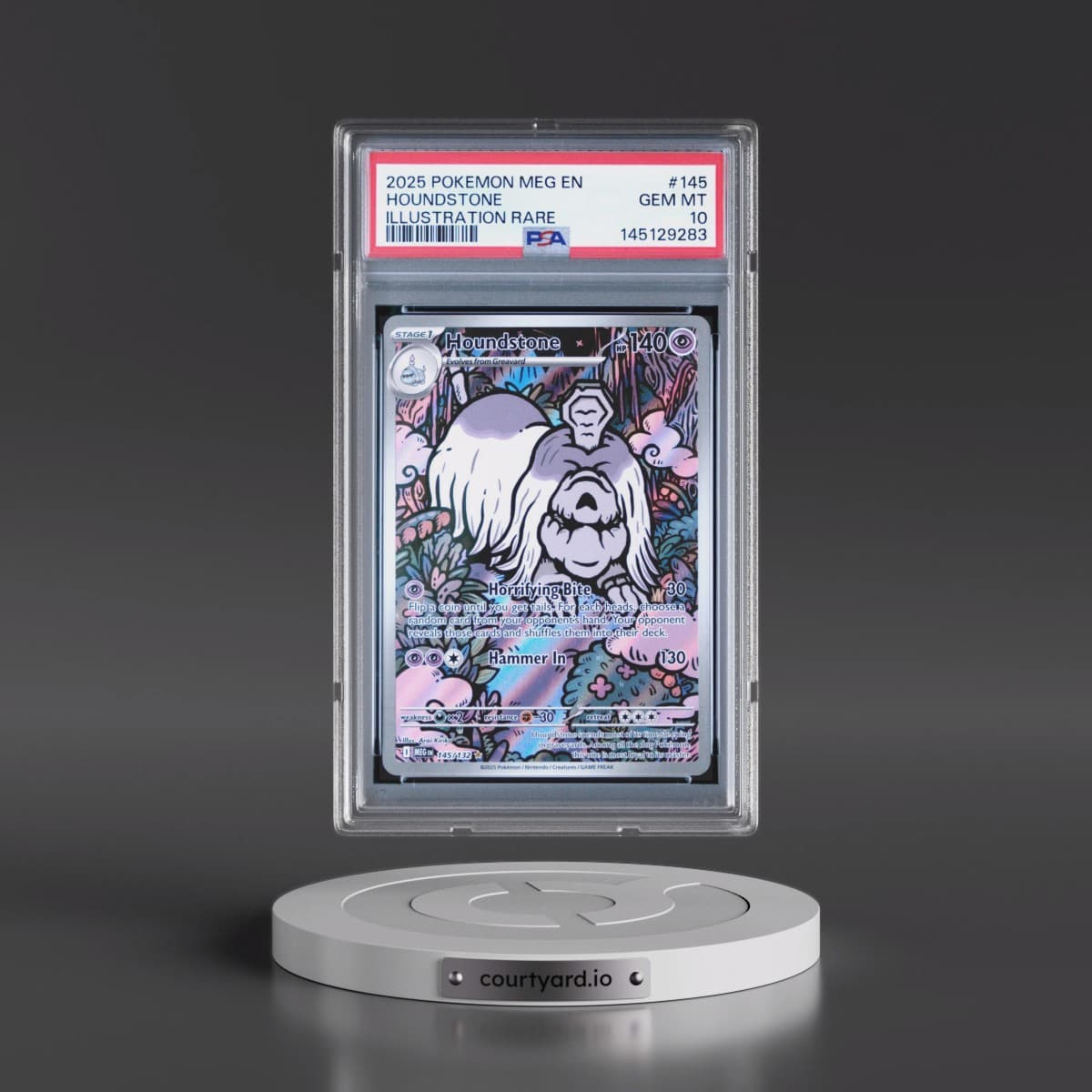 2025 Pokémon Meg EN-Mega Evolution #145 Houndstone - Illustration Rare (PSA 10 GEM MINT)