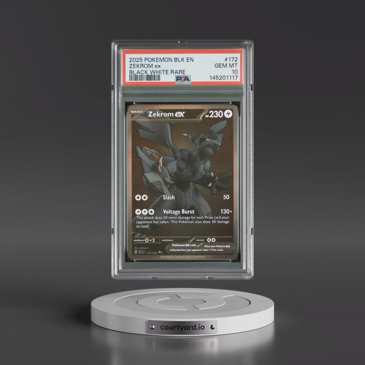 2025 Pokémon Blk EN-Black Bolt #172 Zekrom EX - Holo Black White Rare (PSA 10 GEM MINT)