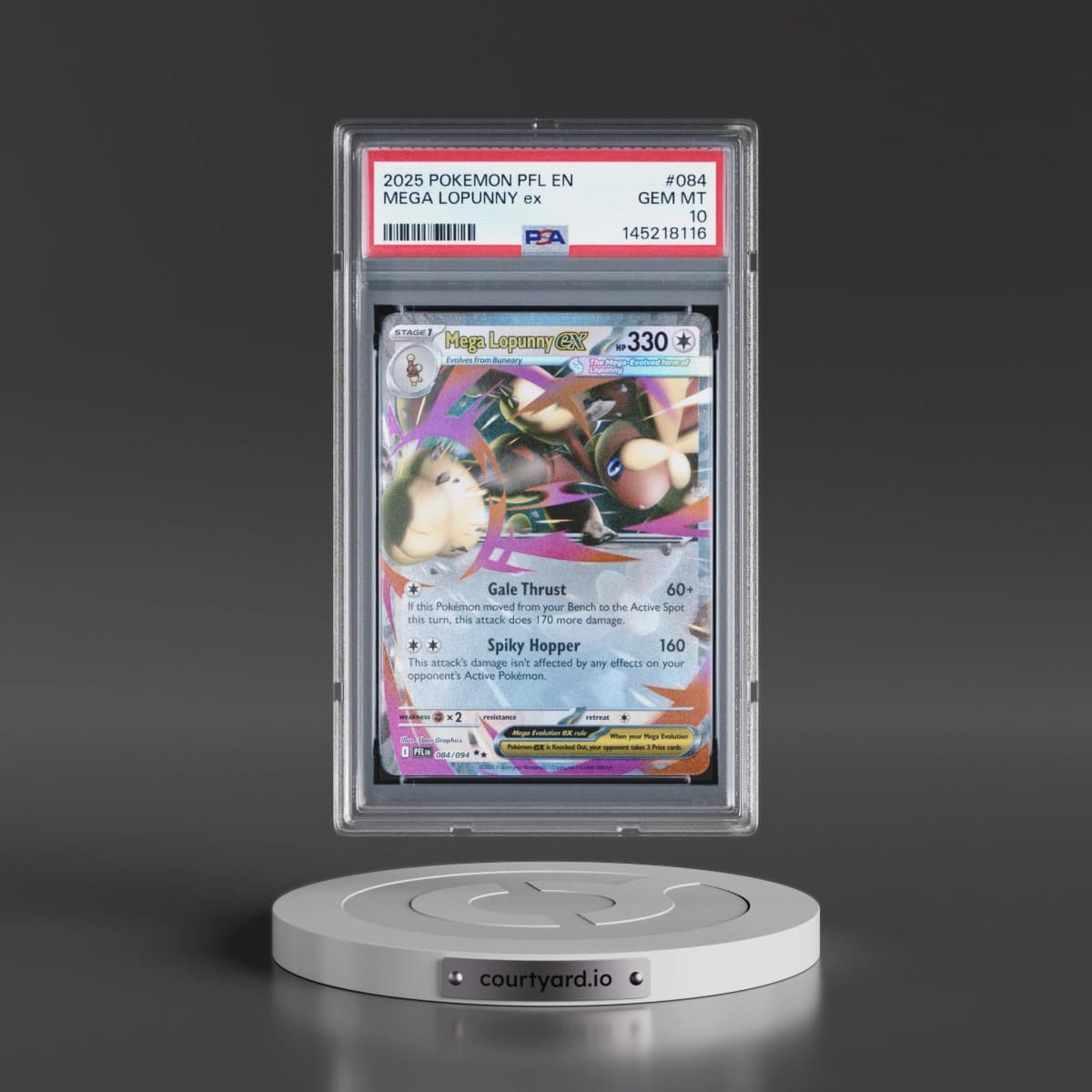 2025 Pokémon Pfl EN-Phantasmal Flames #084 Mega Lopunny EX - Holo (PSA 10 GEM MINT)