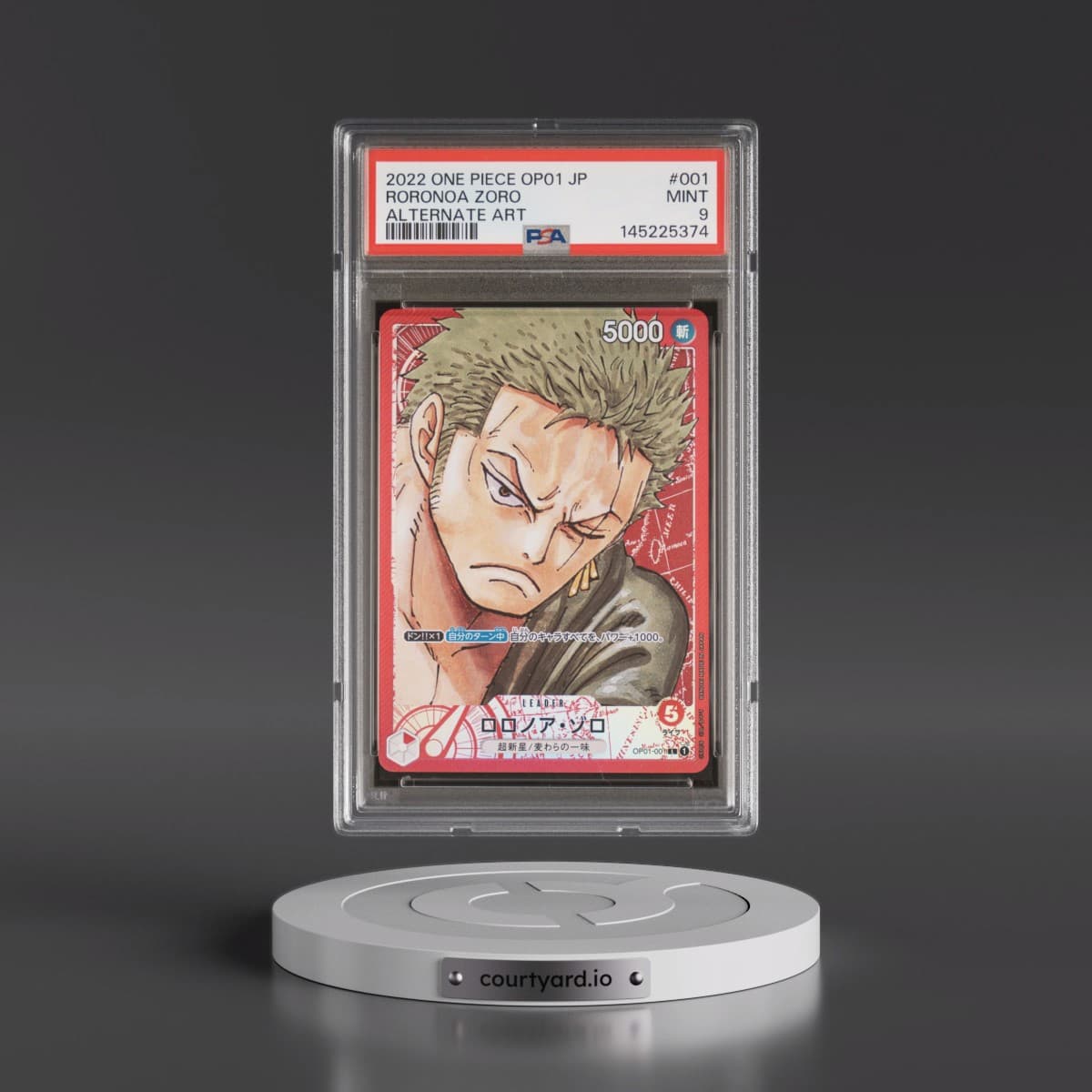 2022 One Piece Japanese OP01-Romance Dawn #001 Roronoa Zoro - Alternate Art (PSA 9 MINT)