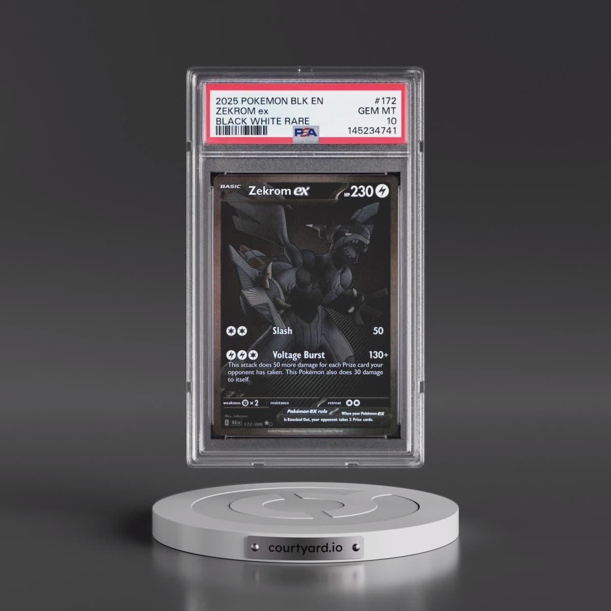 2025 Pokémon Blk EN-Black Bolt #172 Zekrom EX - Holo Black White Rare (PSA 10 GEM MINT)
