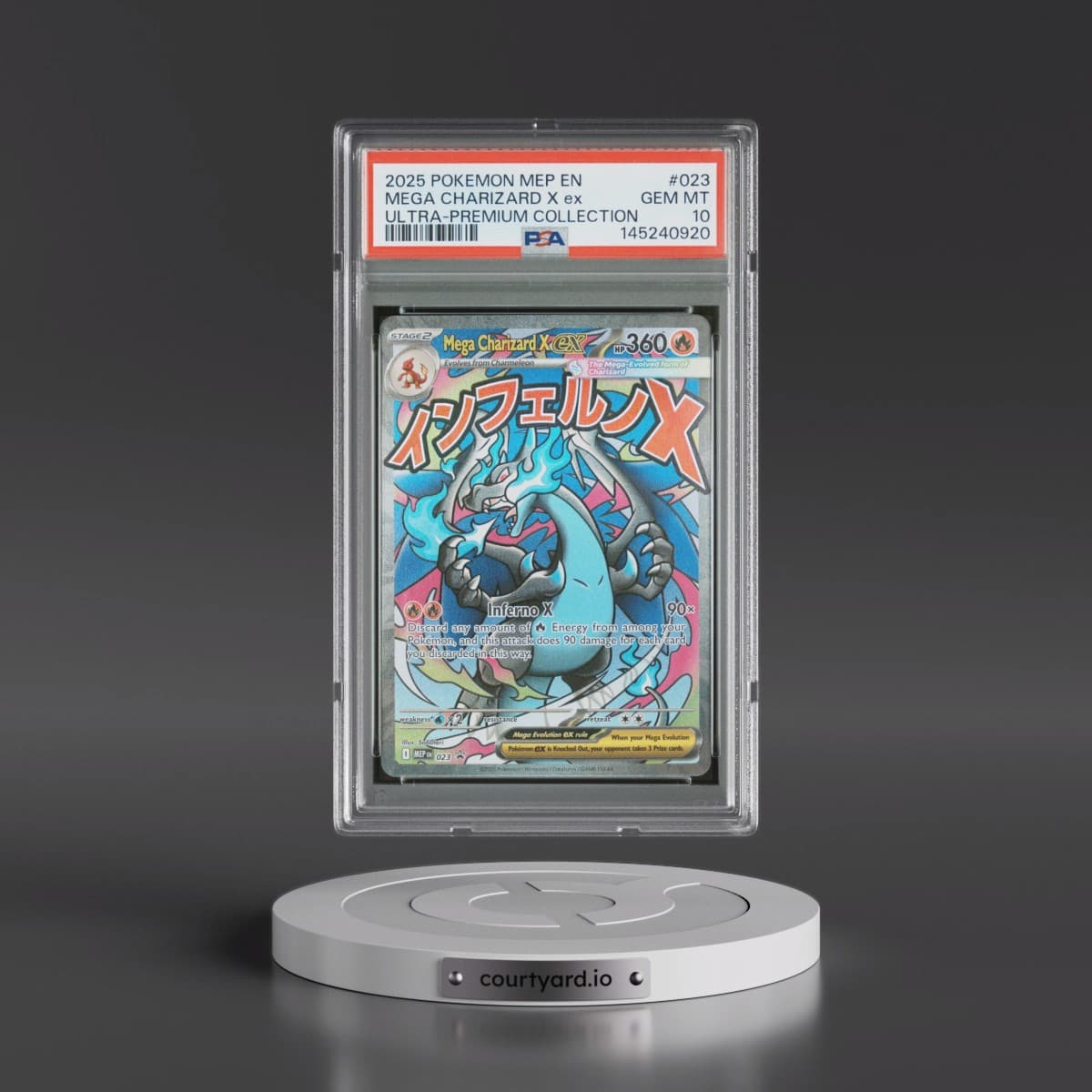 2025 Pokémon Mep EN-Me Black Star Promo #023 Mega Charizard X EX - Holo Mega Charizard X EX Ultra-Premium Collection (PSA 10 GEM MINT)