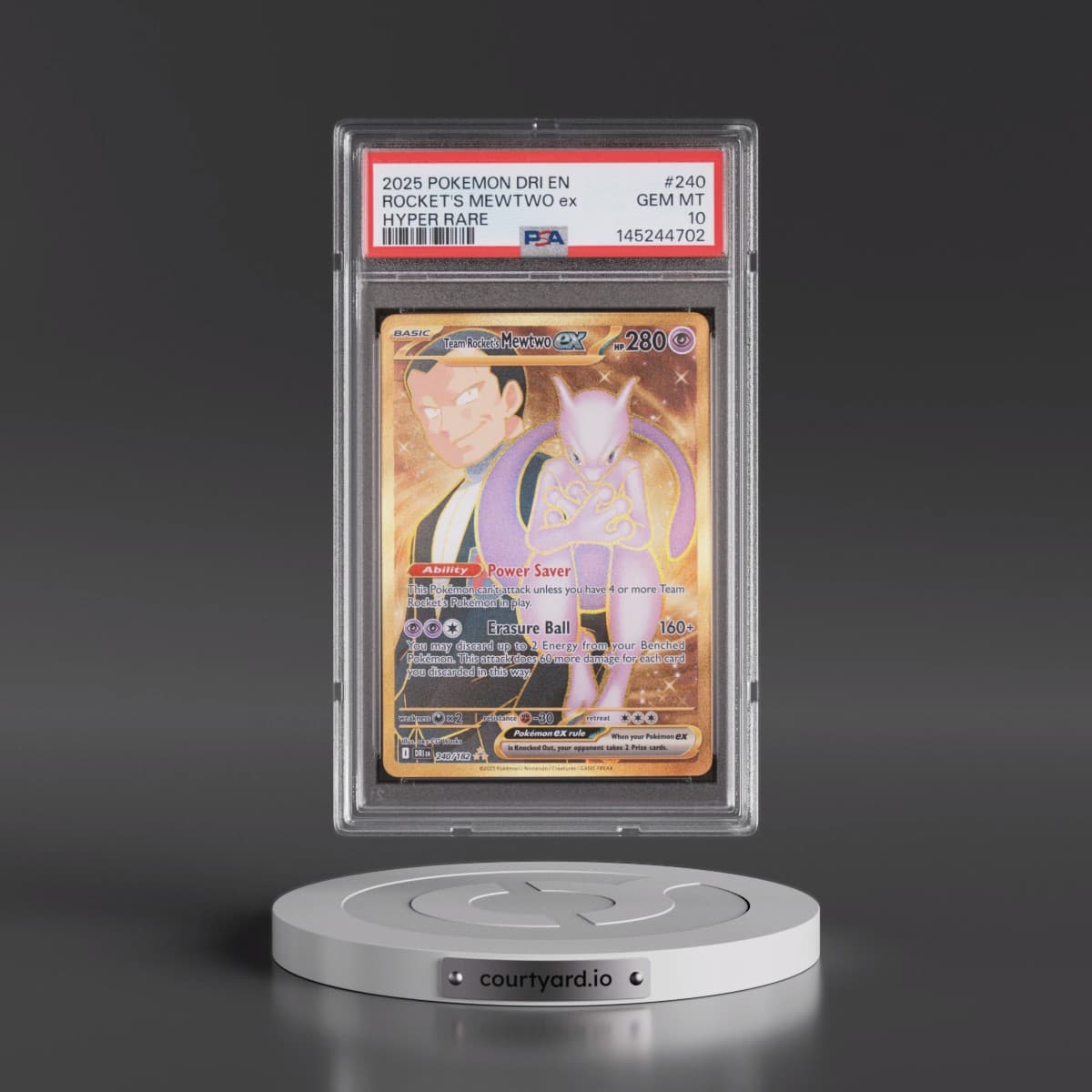 2025 Pokémon Dri EN-Destined Rivals #240 Team Rocket's Mewtwo EX - Holo Hyper Rare (PSA 10 GEM MINT)