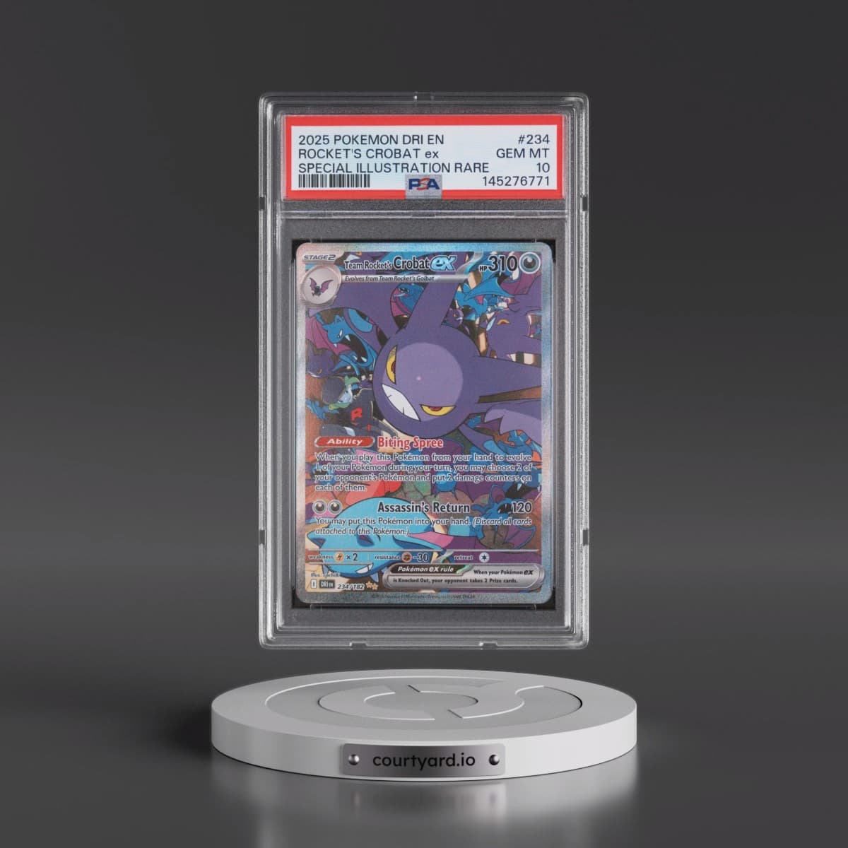 2025 Pokémon Dri EN-Destined Rivals #234 Team Rocket's Crobat EX - Holo Special Illustration Rare (PSA 10 GEM MINT)