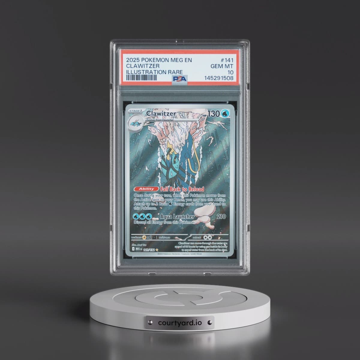 2025 Pokémon Meg EN-Mega Evolution #141 Clawitzer - Illustration Rare (PSA 10 GEM MINT)