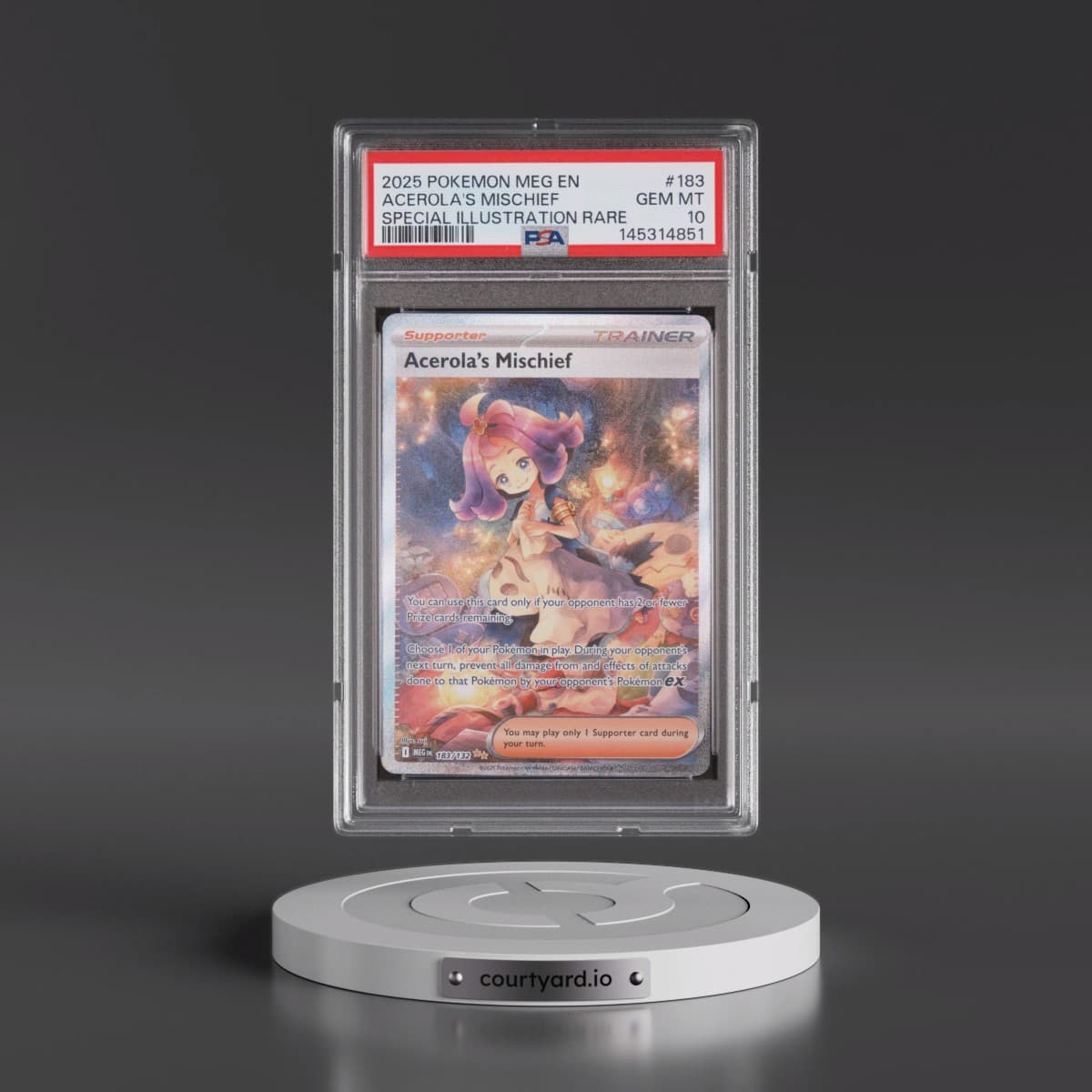 2025 Pokémon Meg EN-Mega Evolution #183 Acerola's Mischief - Special Illustration Rare (PSA 10 GEM MINT)