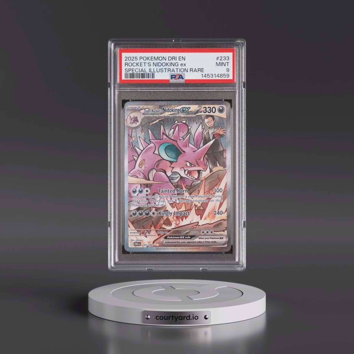 2025 Pokémon Dri EN-Destined Rivals #233 Team Rocket's Nidoking EX - Holo Special Illustration Rare (PSA 9 MINT)