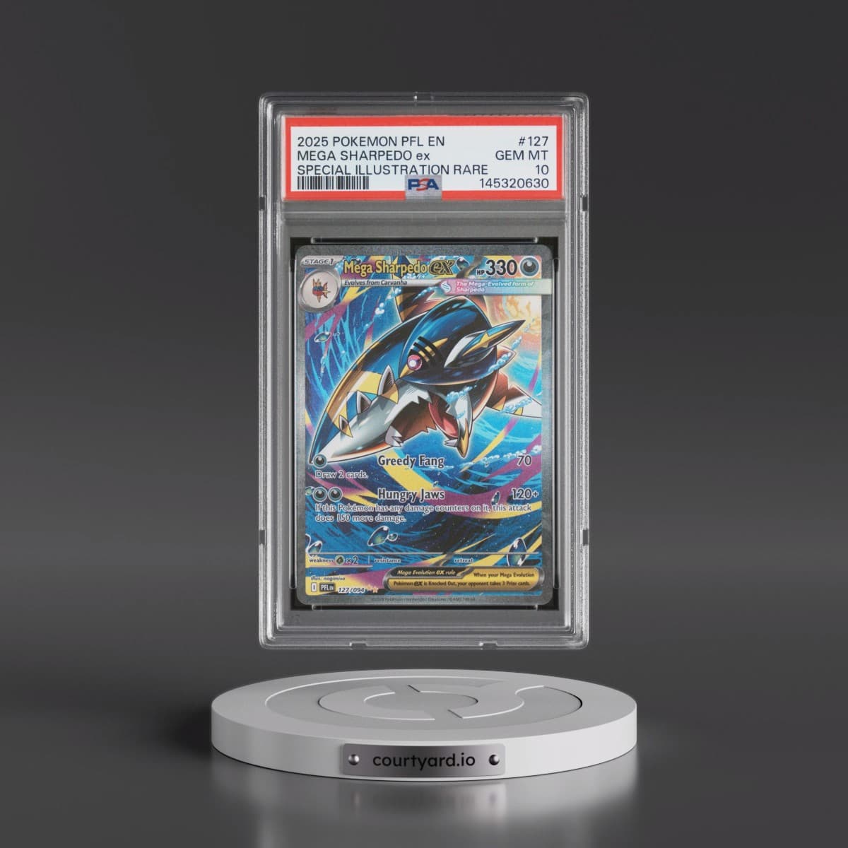 2025 Pokémon Pfl EN-Phantasmal Flames #127 Mega Sharpedo EX - Holo Special Illustration Rare (PSA 10 GEM MINT)