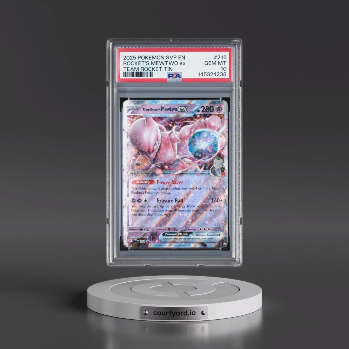 2025 Pokémon Svp EN-SV Black Star Promo #216 Team Rocket's Mewtwo EX - Holo Team Rocket Tin (PSA 10 GEM MINT)